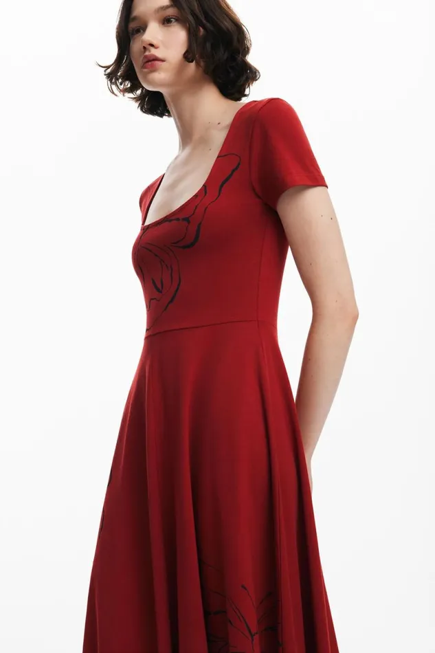 Dresses And Jumpsuits Women Desigual Butterfly Midi Dress Red