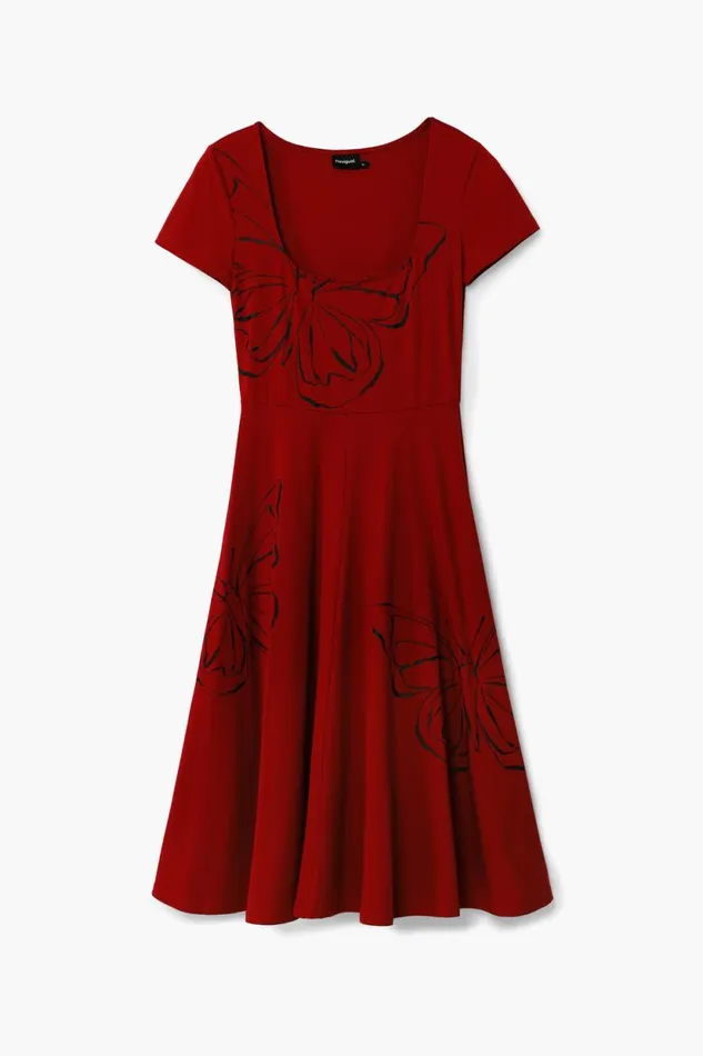Dresses And Jumpsuits Women Desigual Butterfly Midi Dress Red
