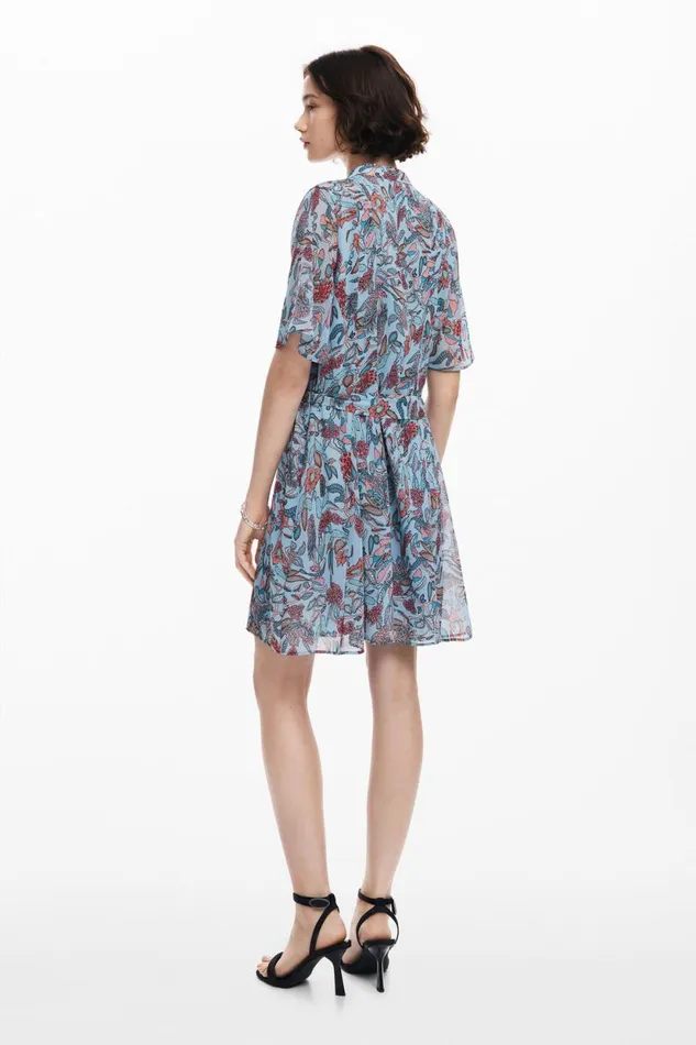 Dresses And Jumpsuits Women Desigual Floral Print Midi Dress Blue