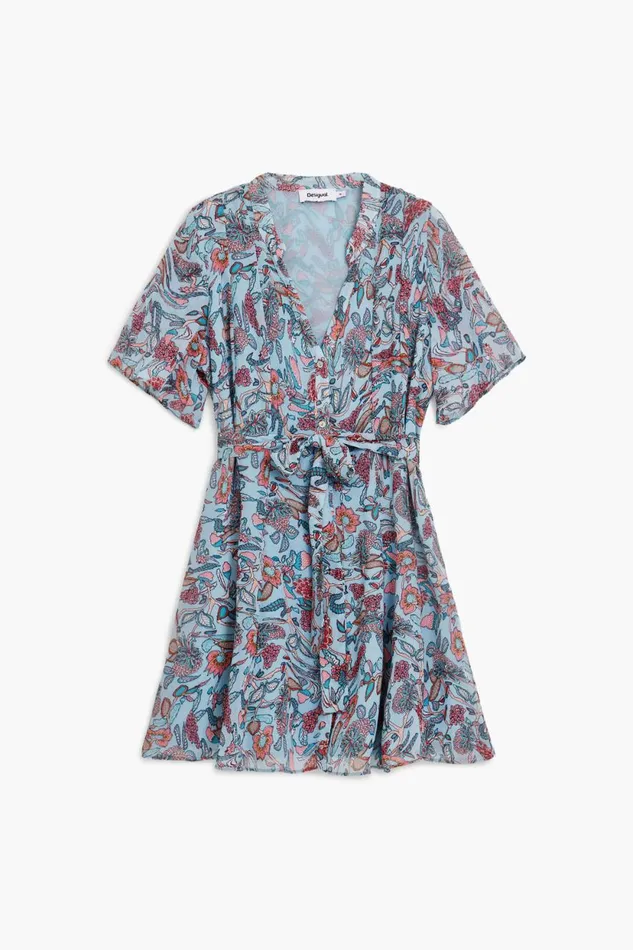 Dresses And Jumpsuits Women Desigual Floral Print Midi Dress Blue