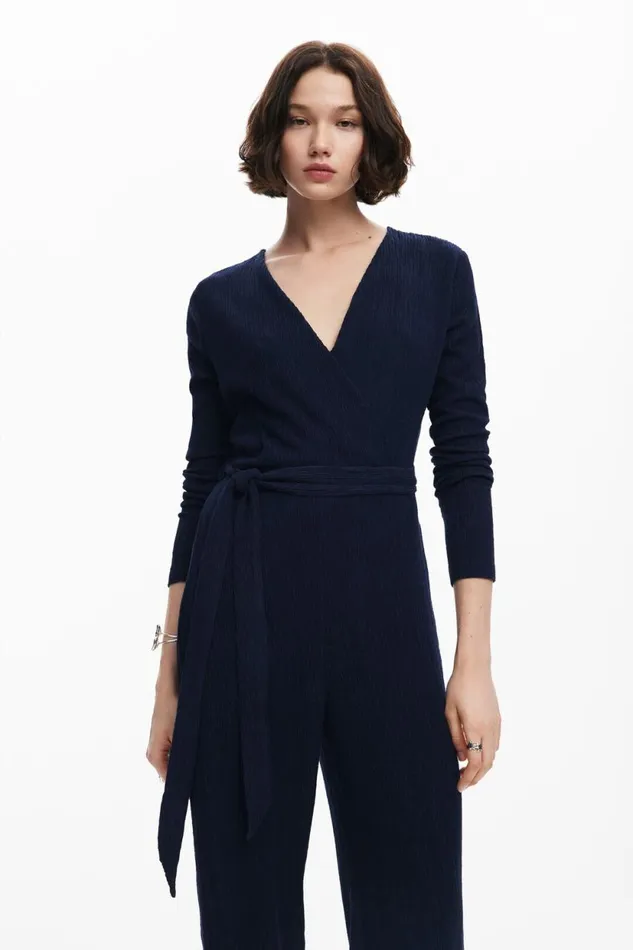 Dresses And Jumpsuits Women Desigual Fluid Jumpsuit Belt Blue