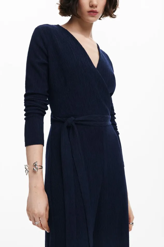 Dresses And Jumpsuits Women Desigual Fluid Jumpsuit Belt Blue