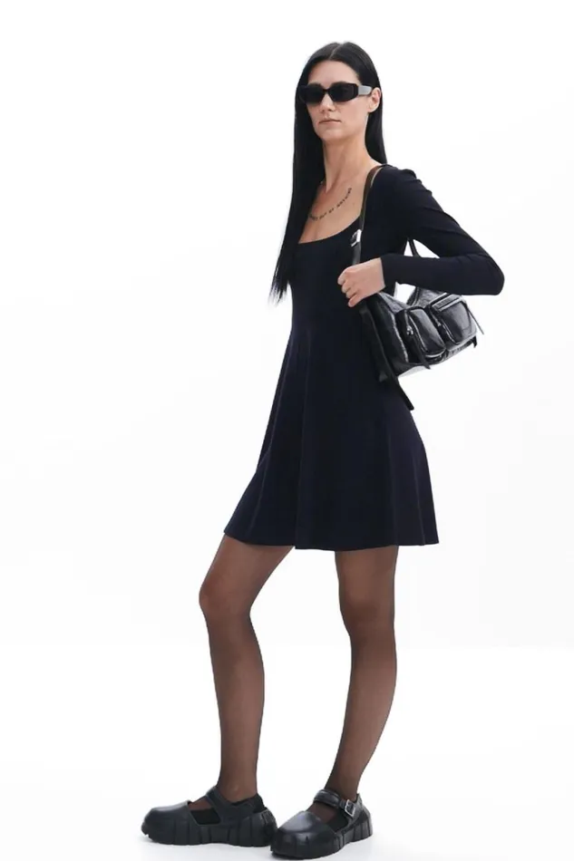 Dresses And Jumpsuits Women Desigual Short Flared Dress Black