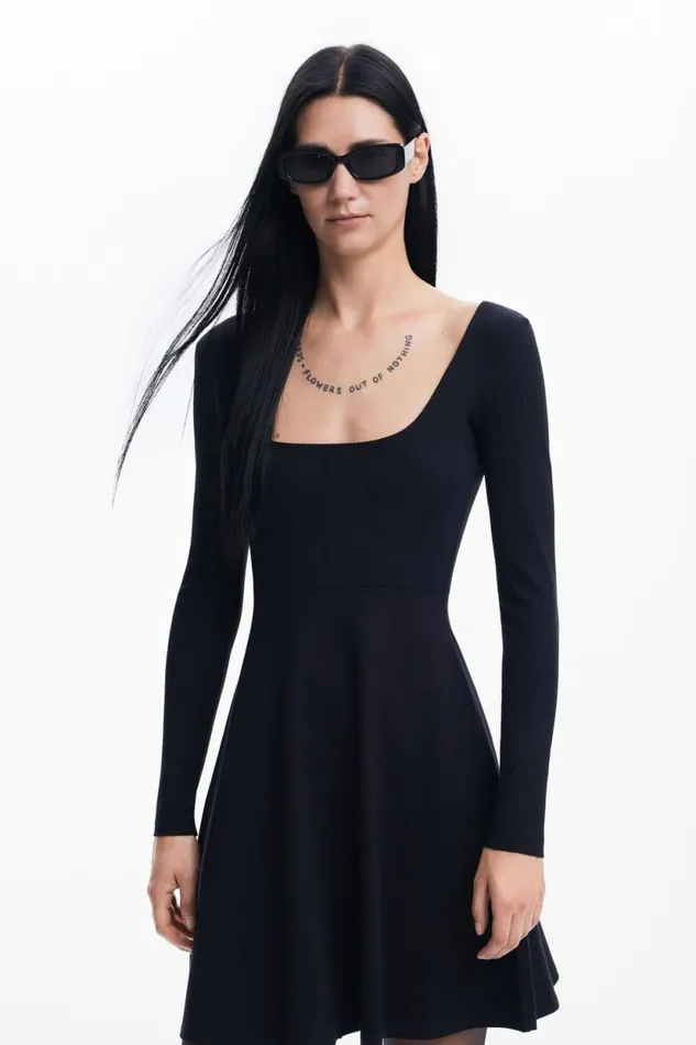 Dresses And Jumpsuits Women Desigual Short Flared Dress Black