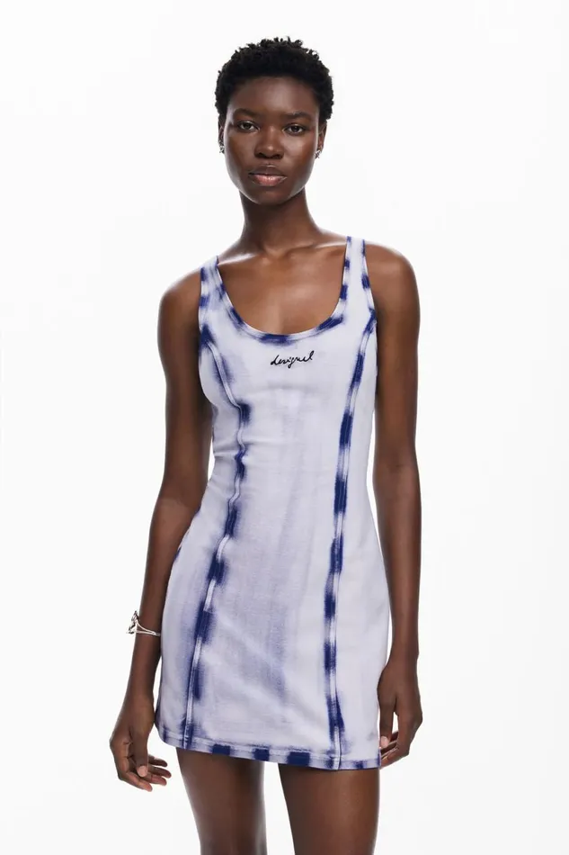 Dresses And Jumpsuits Women Desigual Washedeffect Short Dress Blue
