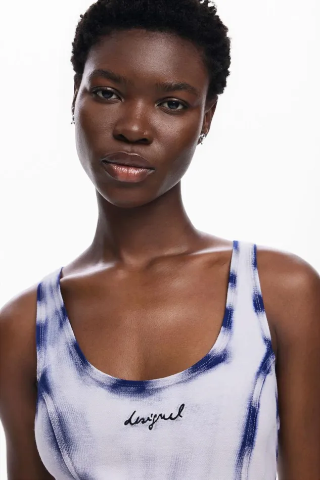 Dresses And Jumpsuits Women Desigual Washedeffect Short Dress Blue