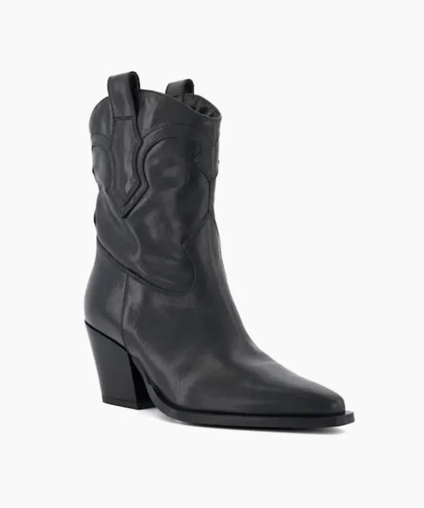 Dune London Ankle Boots Women Leather Western Boots Black