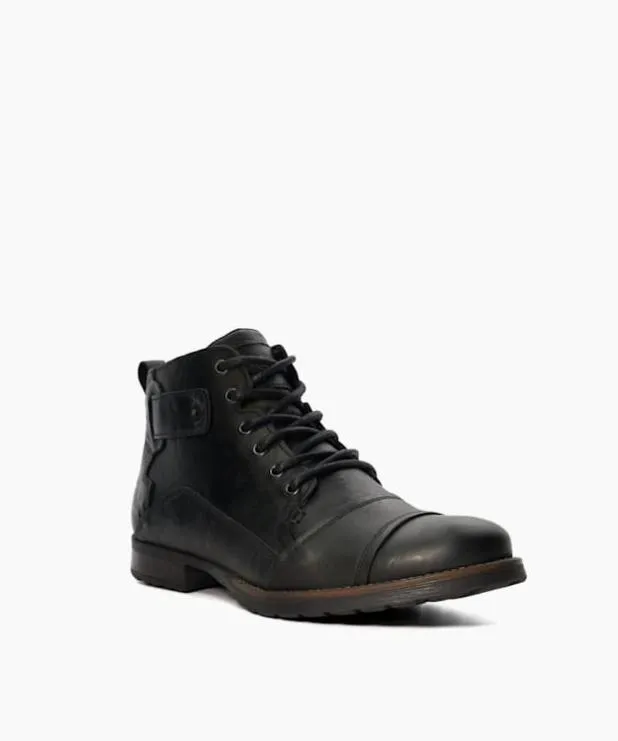 Dune London Black Boots Men Leather Seam Detail Boots Black