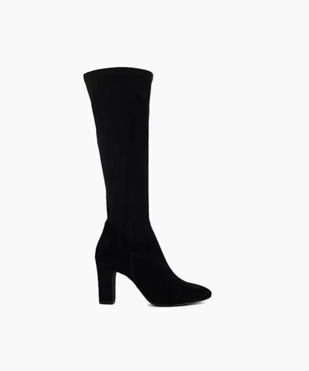 Dune London Black Boots Women Almond Toe Block Heel Boots Black