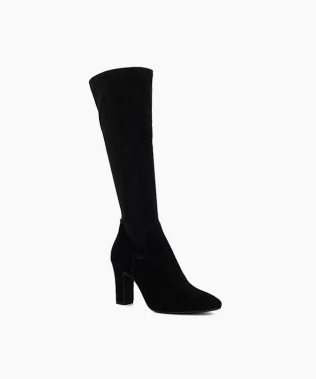 Dune London Black Boots Women Almond Toe Block Heel Boots Black