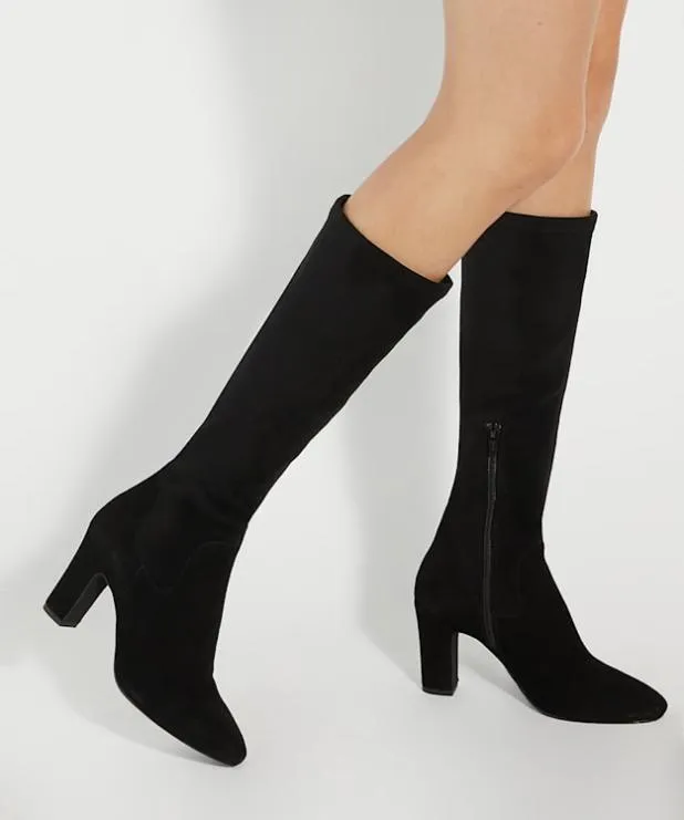 Dune London Black Boots Women Almond Toe Block Heel Boots Black