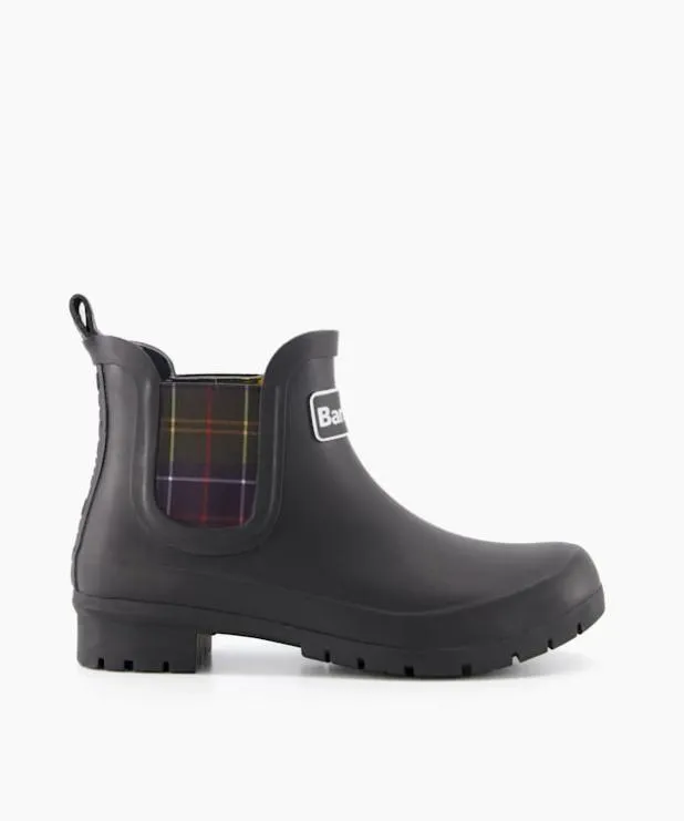 Dune London Black Boots Women Check Trim Ankle Length Wellies Black