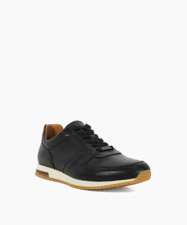 Dune London Black Shoes Men Wide Fit LaceUp Runner Trainers Black