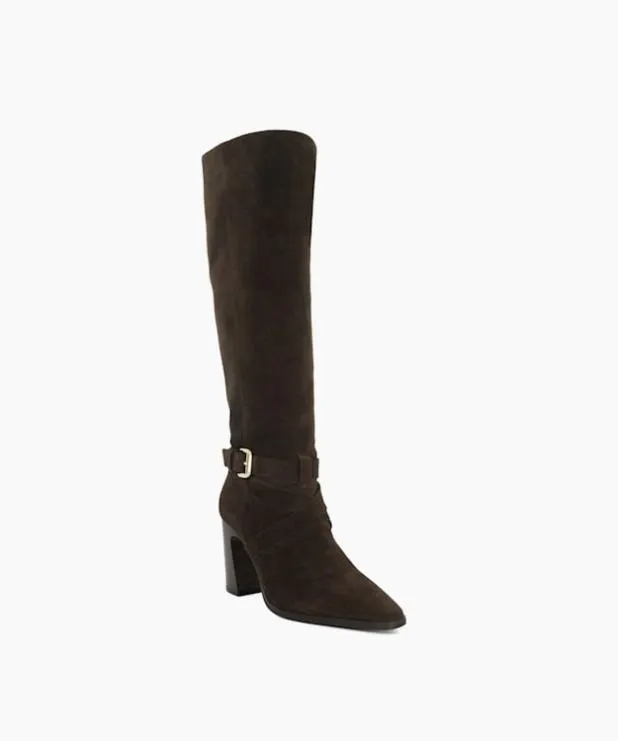 Dune London Brown Boots Women Block Heel Knee High Boots Brown
