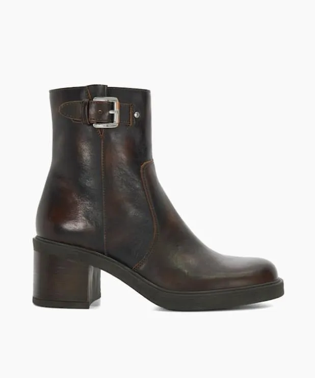 Dune London Brown Boots Women Chunky Heel Ankle Boot Brown