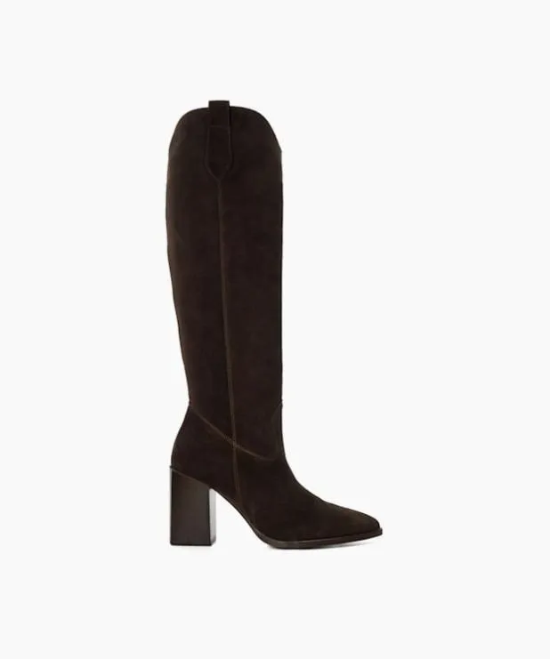 Dune London Brown Boots Women Mid Suede KneeHigh Boots Brown