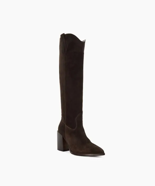 Dune London Brown Boots Women Mid Suede KneeHigh Boots Brown