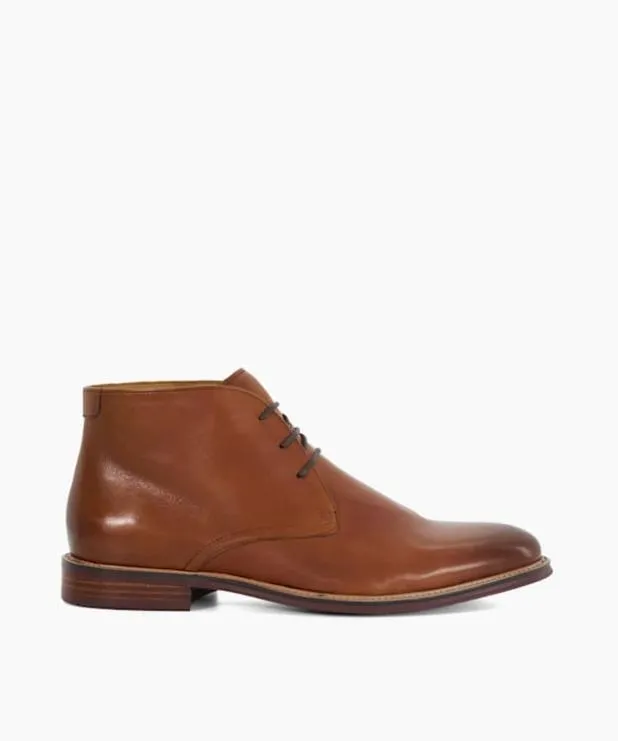 Dune London Chukka Boots Men Round Toe Lace Up Boots Brown