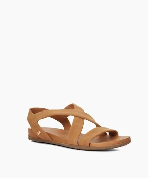 Dune London Flat Sandals Women Wide Fit Casual Nubuck Sandals Brown