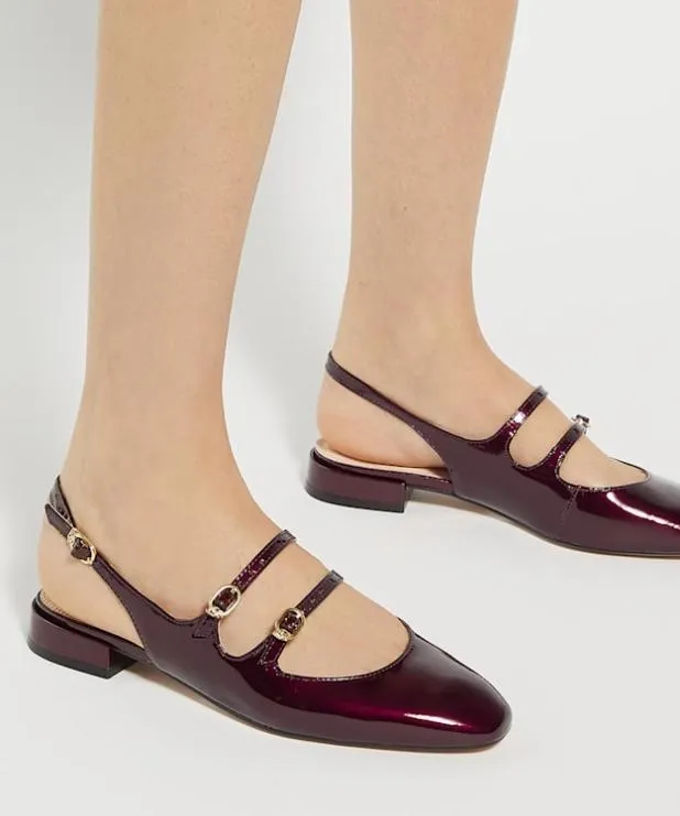 Dune London Flat Shoes Women Double Strap Mary Jane Red