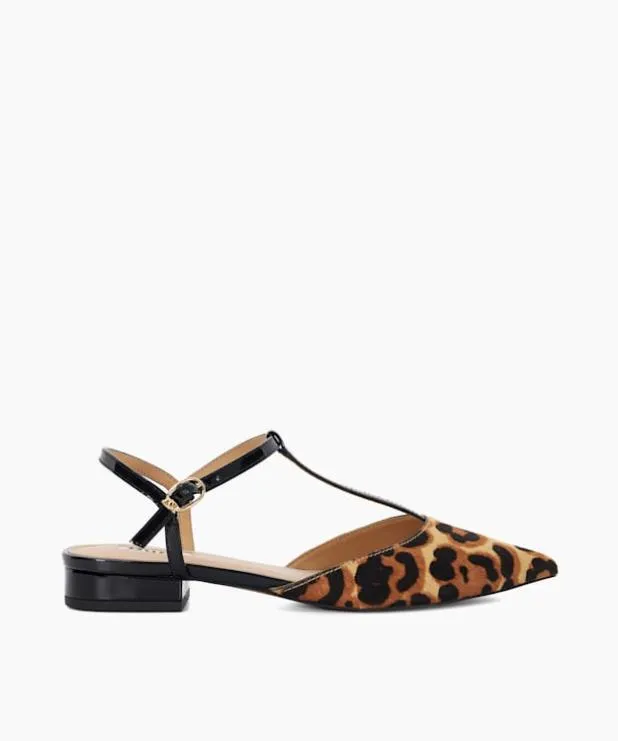 Dune London Flat Shoes Women Leopard Print Pointed Toe TBar Flats Animal