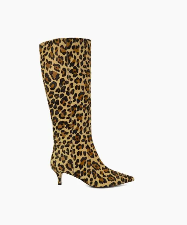 Dune London Knee High Boots Women KittenHeeled KneeHigh Boots Animal