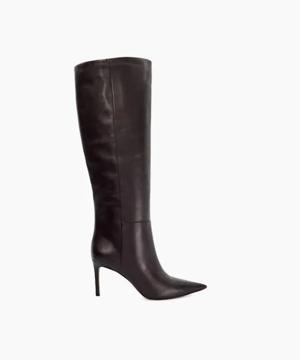 Dune London Knee High Boots Women Leather Pull On Knee High Boots Red