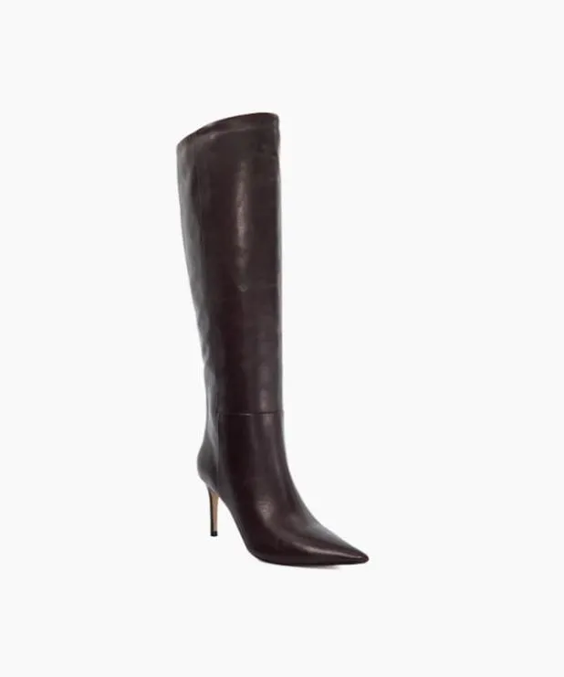 Dune London Knee High Boots Women Leather Pull On Knee High Boots Red