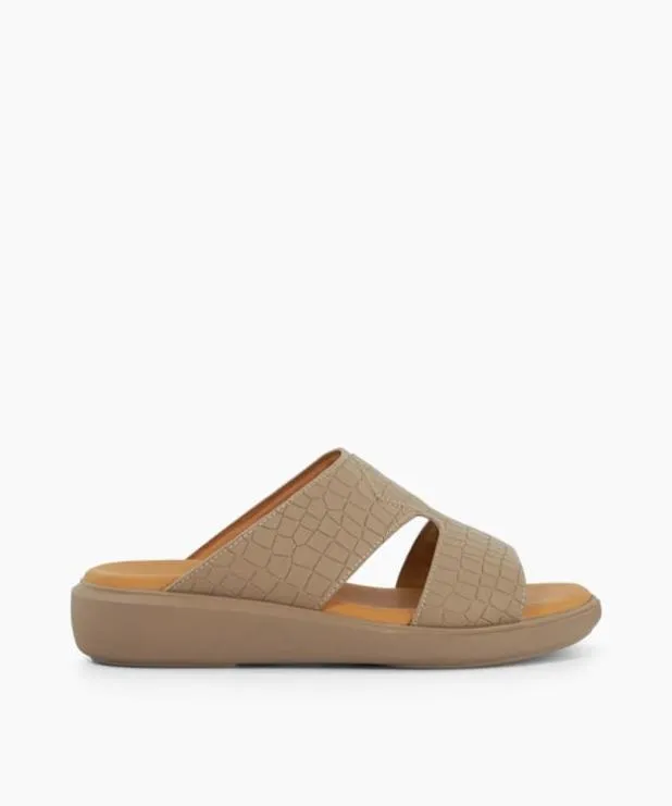 Dune London Leather Sandals Men Slip On Wedge Heel Sandals Neutral
