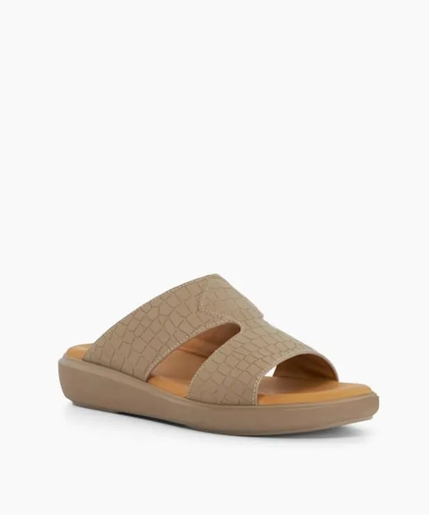 Dune London Leather Sandals Men Slip On Wedge Heel Sandals Neutral