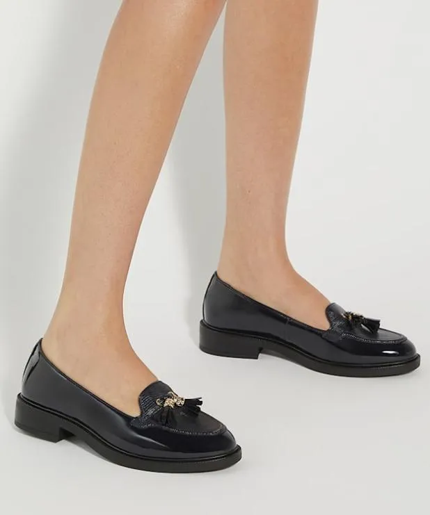 Dune London Loafers Women Patent Tassel Loafers Blue Synthetic