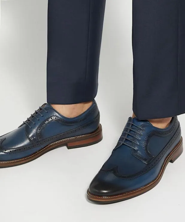 Dune London Smart Shoes Men Lace Up Brogues Blue