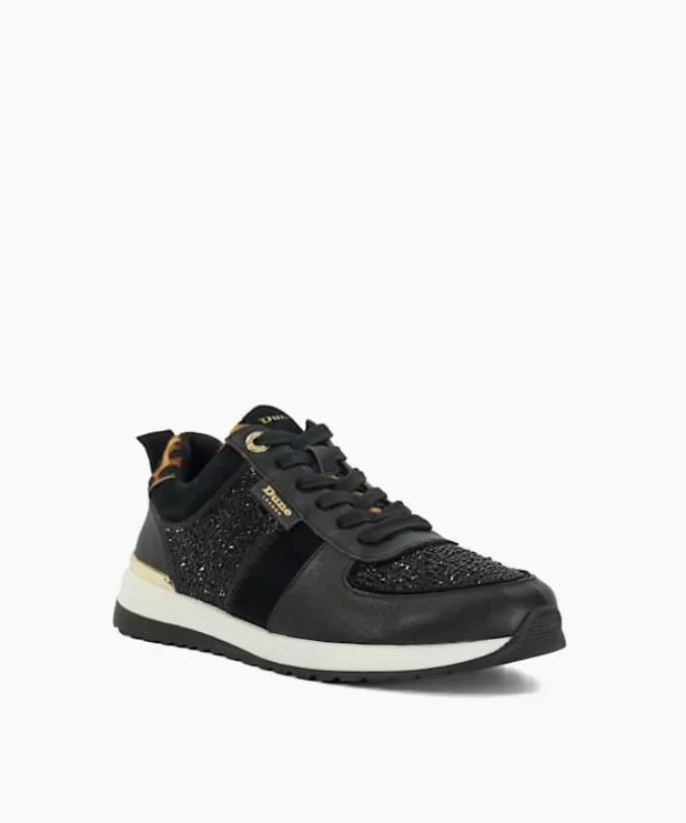 Dune London Trainers Women Glitter Detail Lace Up Trainers Black