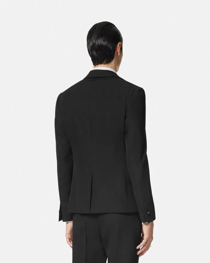 Embellished Light Wool Blazer Black Men Versace Blazers and Suits