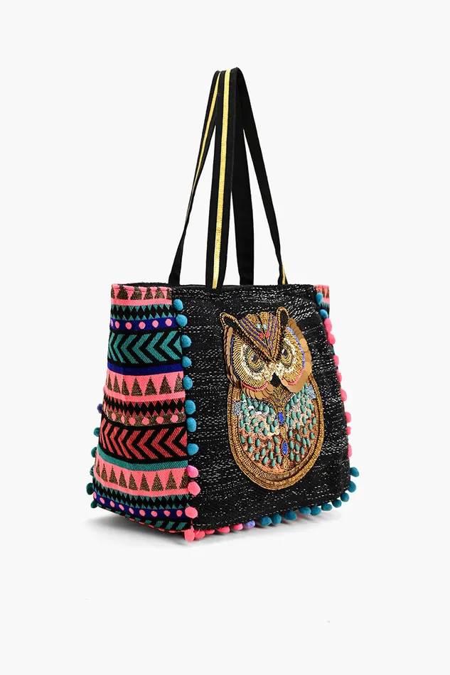 Embellished Shopper Tote Owl Women Totes America and Beyond