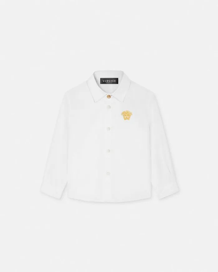 Embroidered Medusa Baby Shirt Whiteprint Children Versace Clothing