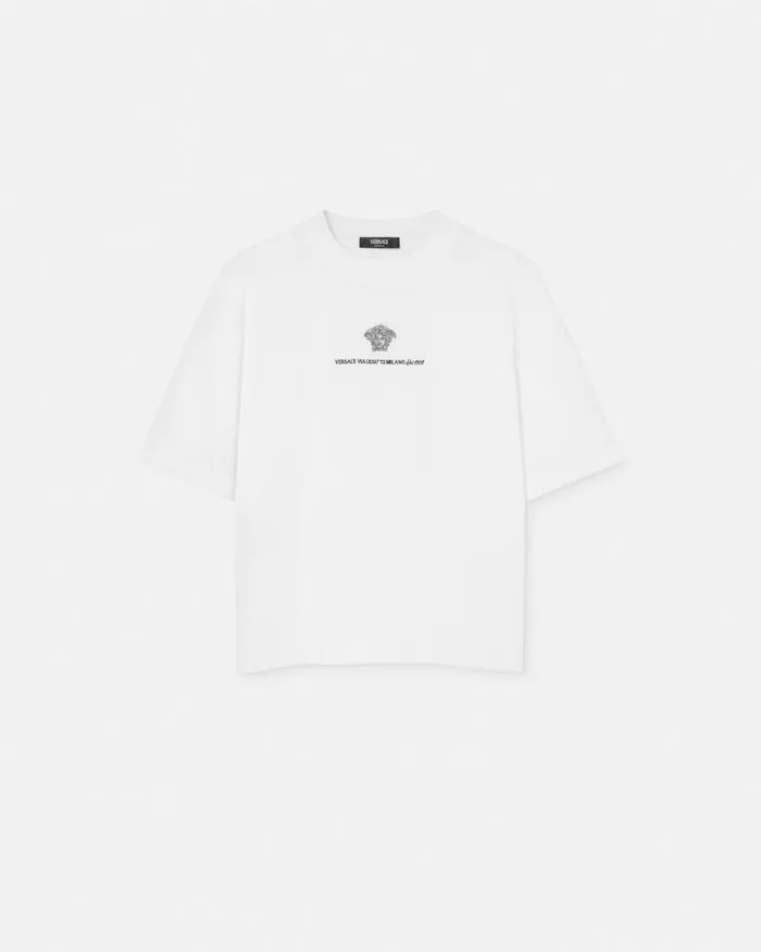 Embroidered Medusa Milano TShirt White Men Versace TShirts and Polos