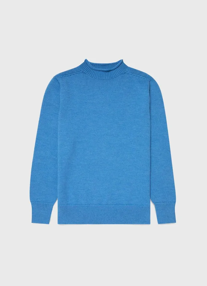 English Merino Fisherman Jumper Blue Men SUNSPEL Knitwear