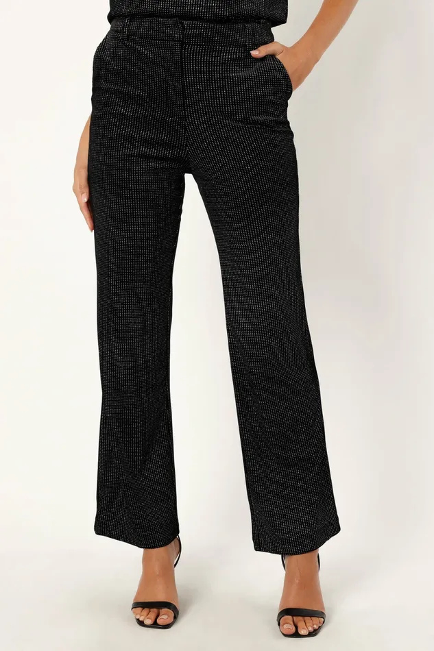 Ensley Velvet Shimmer Pant Black Matching Sets Petal and Pup Women