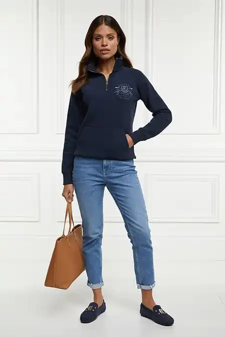 EquestrianWomen Hoodies and Sweatshirts Holland Cooper Crest Zip Henley Ink Navy EquestrianWomen Hoodies and Sweatshirts Holland Cooper Crest Zip Henley Ink Navy