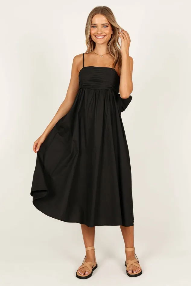 Event Dresses Alice Bow Back Midi Dress Black 8211 Petal and Pup Women