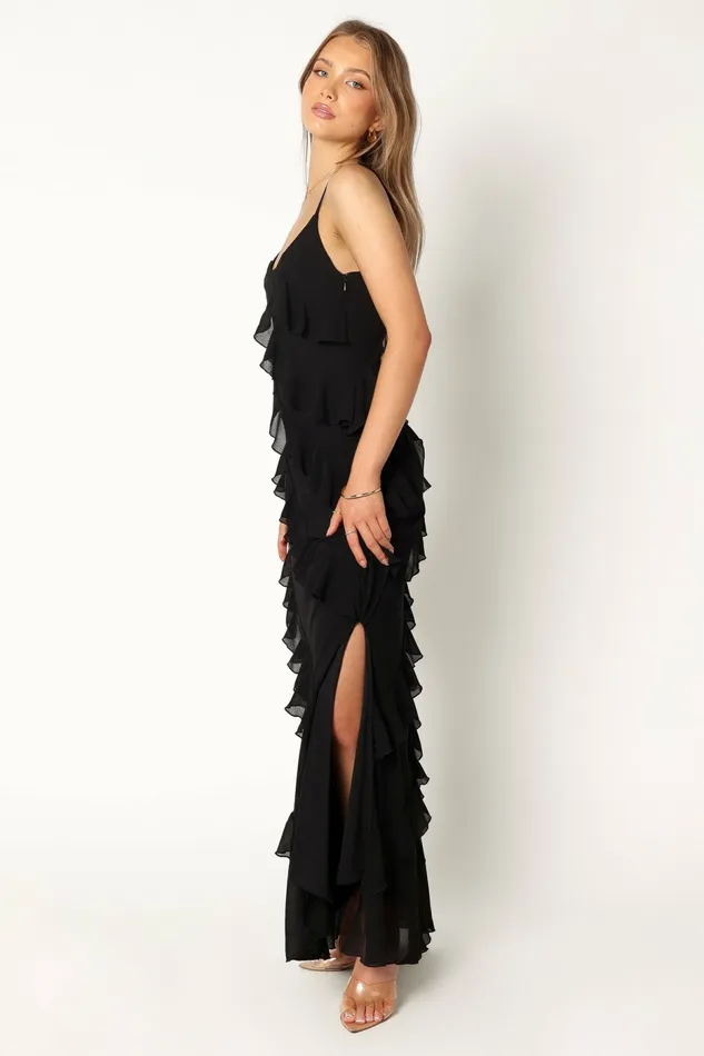 Event Dresses Women Petal and Pup Ciao Ruffles Maxi Dress Black