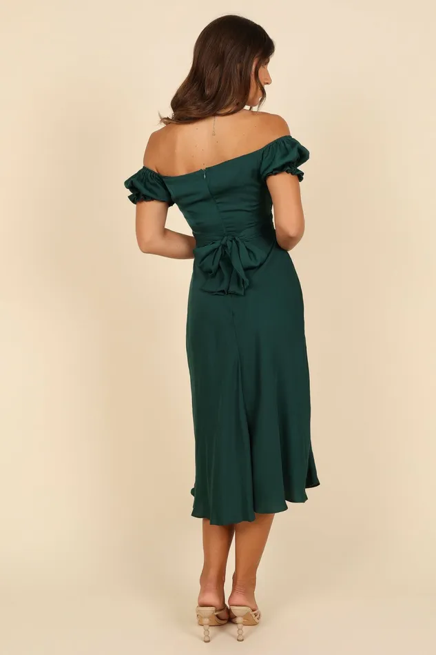 Event Dresses Women Petal and Pup Mickenna Sweetheart Frill Midi Dress Emerald