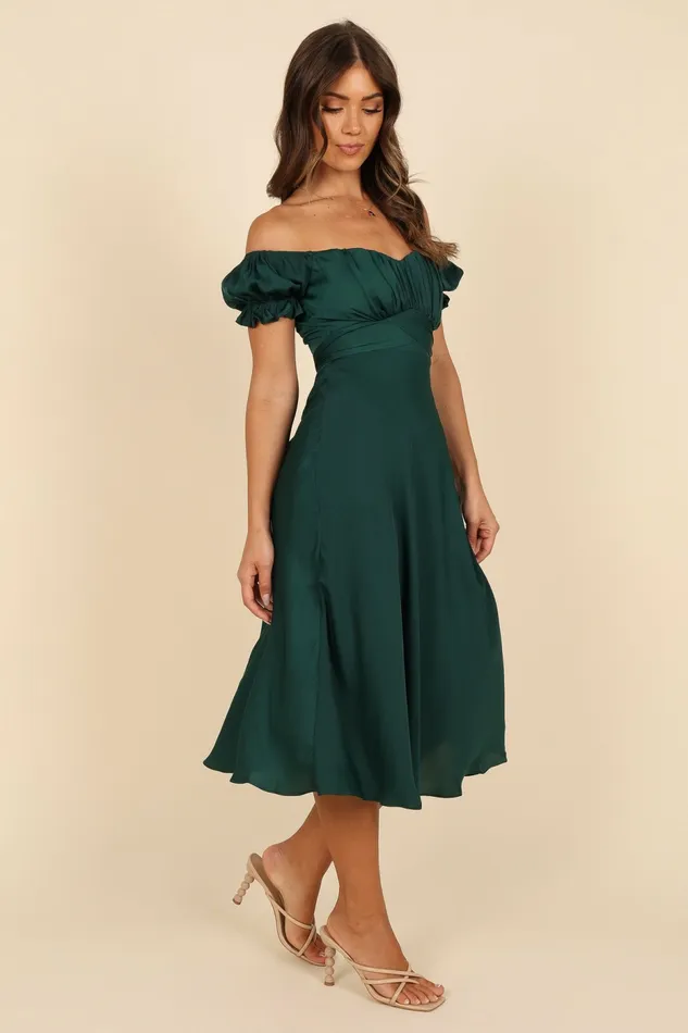 Event Dresses Women Petal and Pup Mickenna Sweetheart Frill Midi Dress Emerald