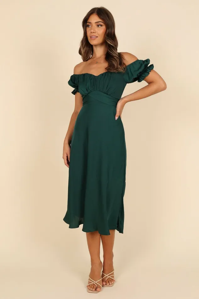 Event Dresses Women Petal and Pup Mickenna Sweetheart Frill Midi Dress Emerald