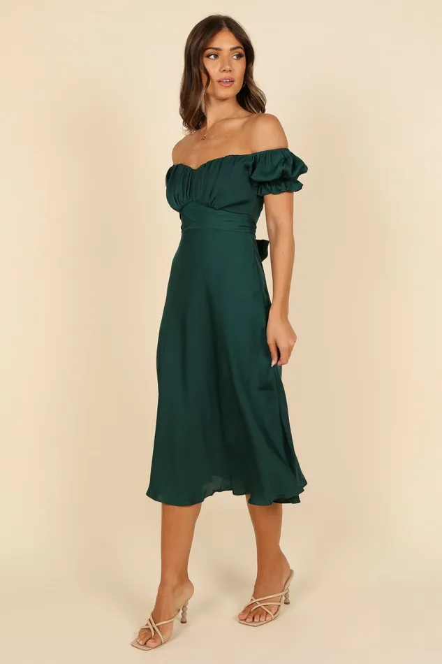 Event Dresses Women Petal and Pup Mickenna Sweetheart Frill Midi Dress Emerald