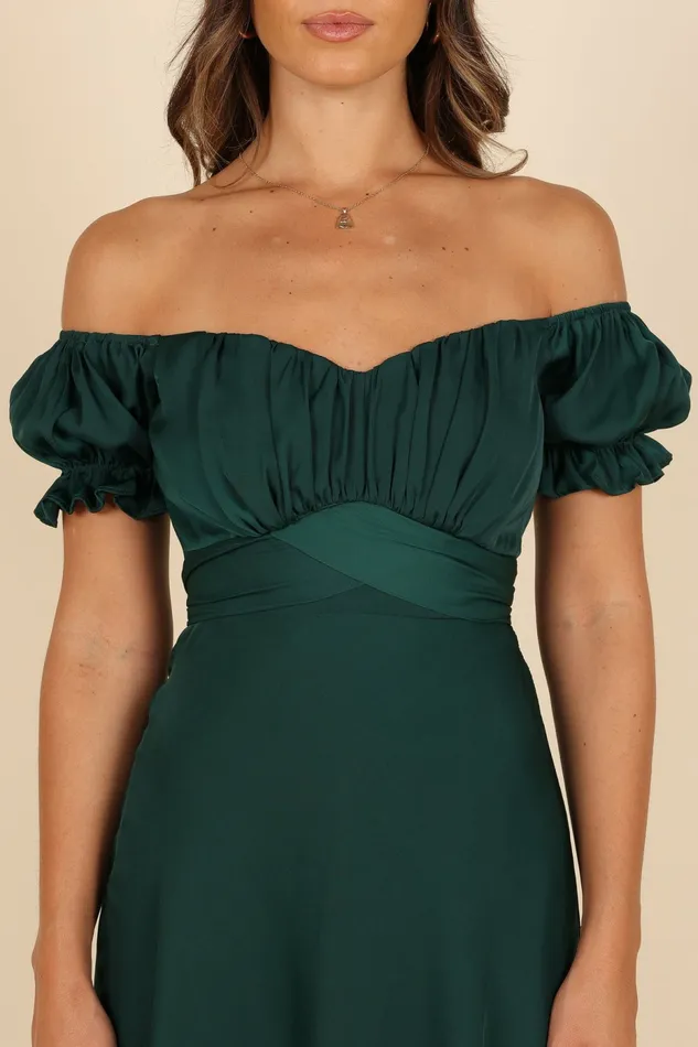 Event Dresses Women Petal and Pup Mickenna Sweetheart Frill Midi Dress Emerald