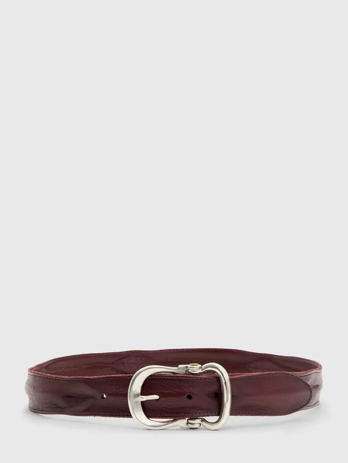 FIBEL ANTIQUE NICKLE FINISH BELT Red Men John Varvatos Leather Belts
