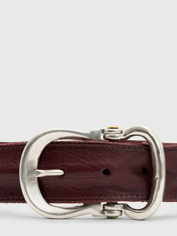 FIBEL ANTIQUE NICKLE FINISH BELT Red Men John Varvatos Leather Belts