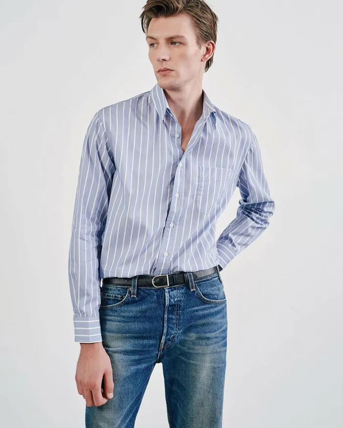 FINN SHIRT Lgr Stripes Skywhite Men Nili Lotan Shirts